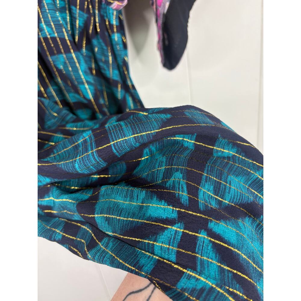 Anthropologie Bl-nk London Lisette Kimono Sleeve Max Dress XL Boho Metallic - Picture 7 of 10